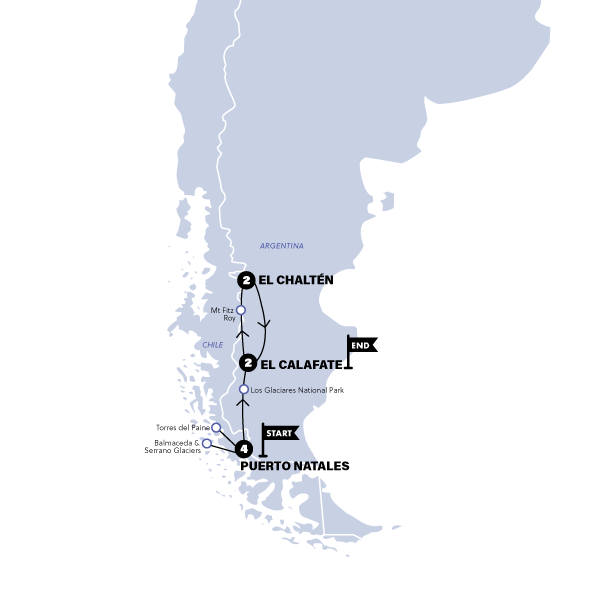 Map of Patagonia - Argentina and Chile Travel Route - Schuck Yes